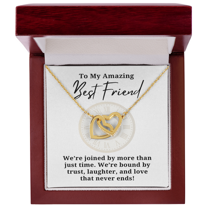 Best Friend Trust Laughter And Love Interlocking hearts Necklace