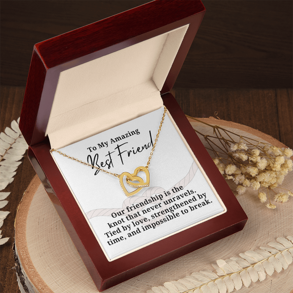 Strengthened By Time Best Friend Interlocking hearts necklace