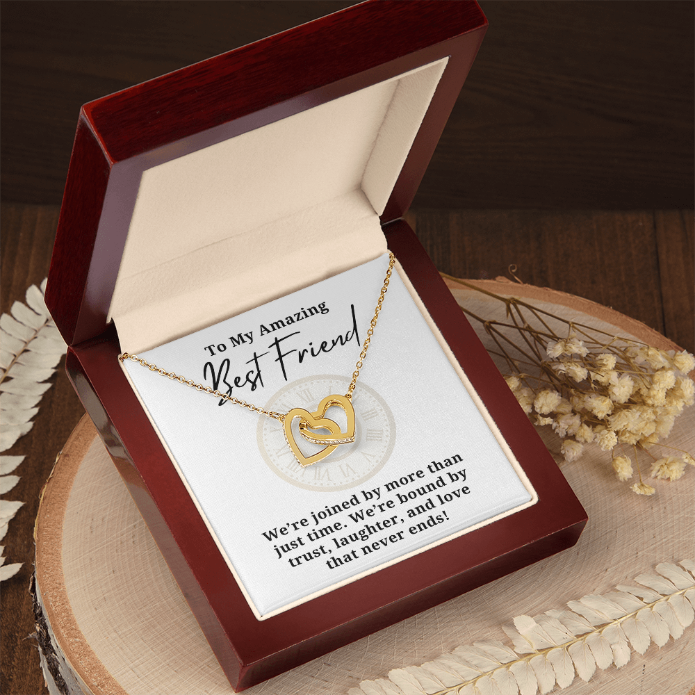 Best Friend Trust Laughter And Love Interlocking hearts Necklace