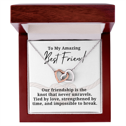 Strengthened By Time Best Friend Interlocking hearts necklace