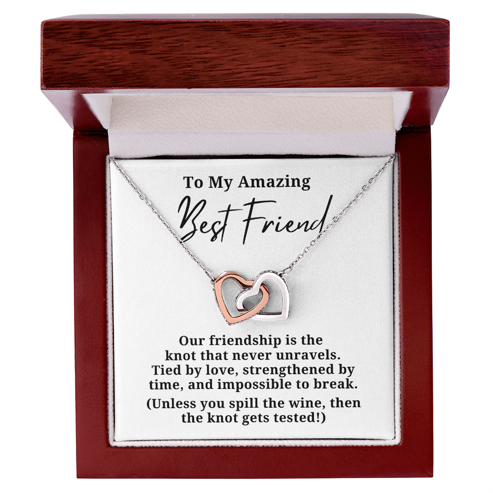 Funny Best Friend Wine Lovers Interlocking Hearts Necklace