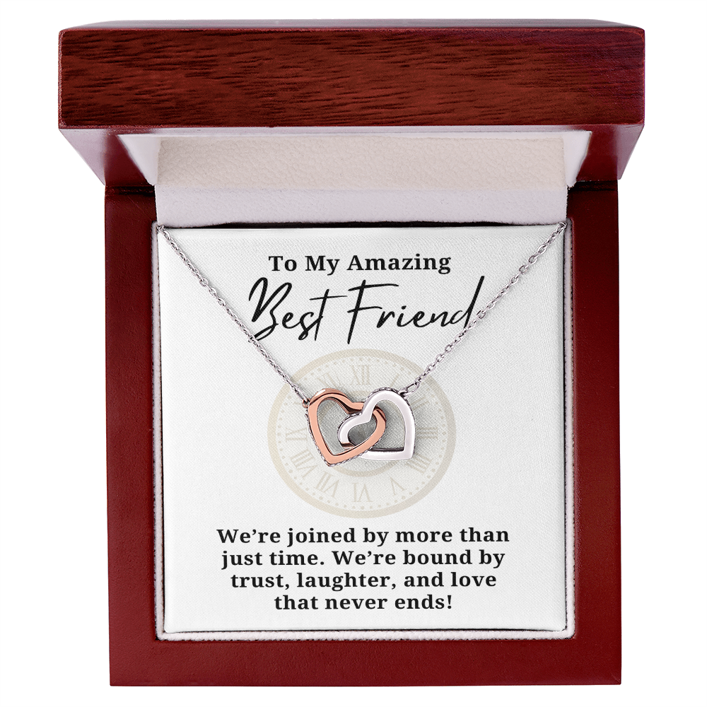 Best Friend Trust Laughter And Love Interlocking hearts Necklace