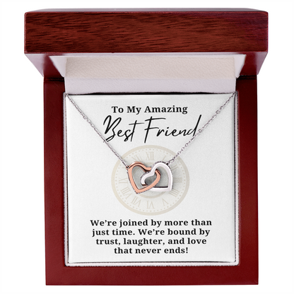 Best Friend Trust Laughter And Love Interlocking hearts Necklace
