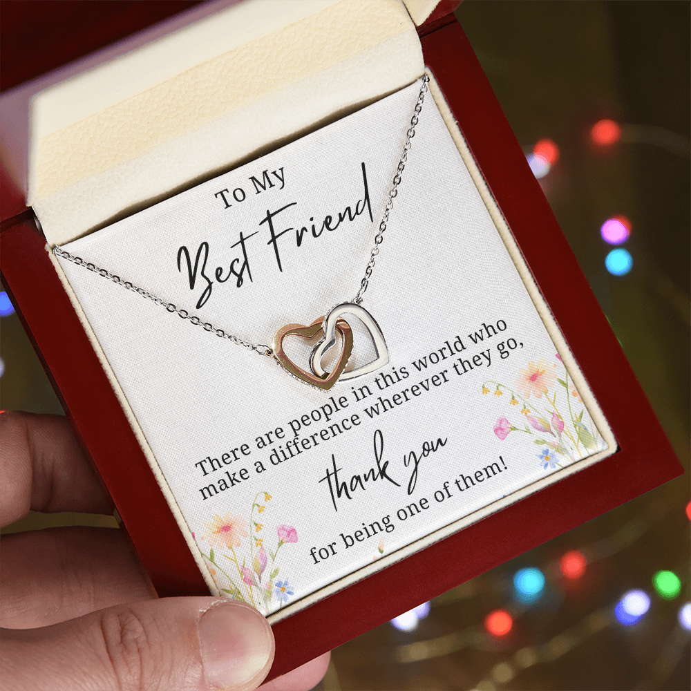 Thank you for making a difference Interlocking Hearts Necklace