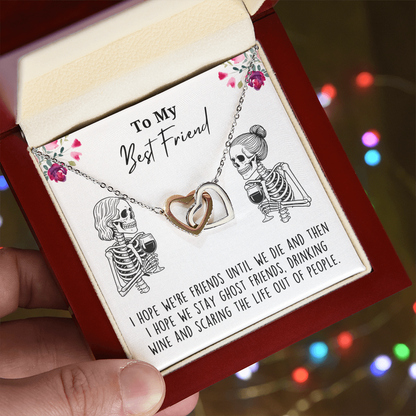 Best Friend Skeleton Wine Lover Necklace