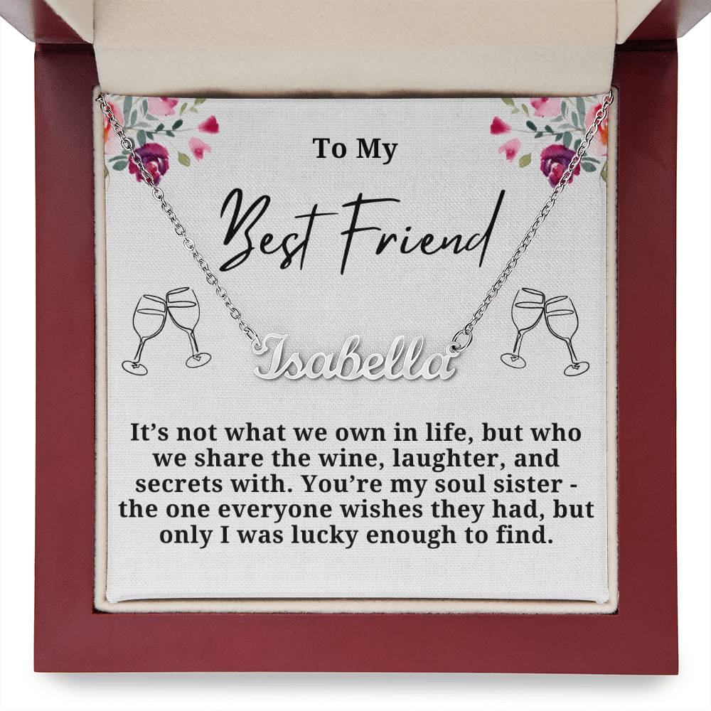 Wine Laughter And secrets Personalized Name Necklace