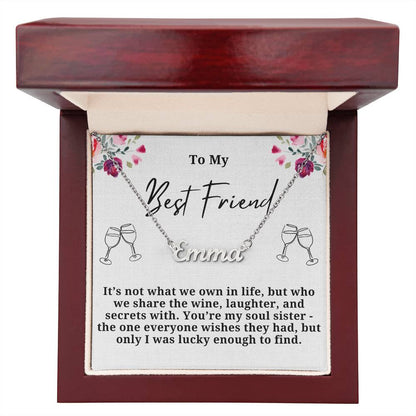 Wine Laughter And secrets Personalized Name Necklace