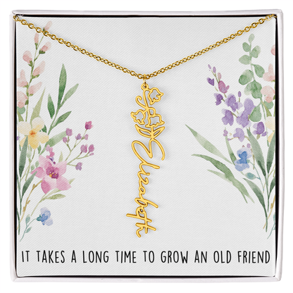 Personalized Birth Flower And Name Necklace