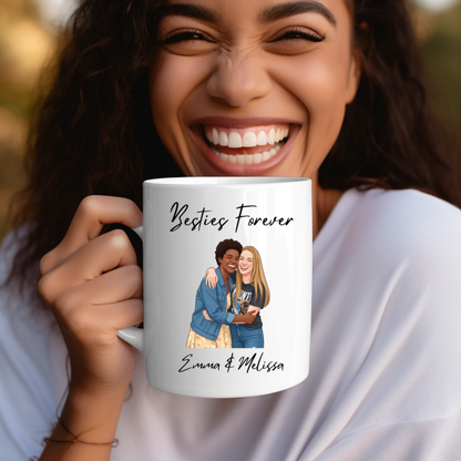 Besties Forever Personalized Cartoon Mug