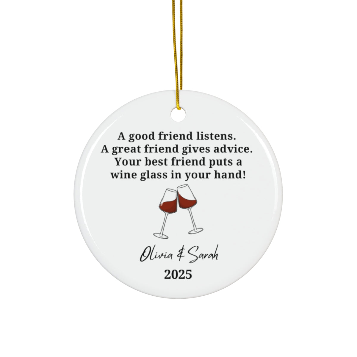 Personalized Best Friend Wine Ornament