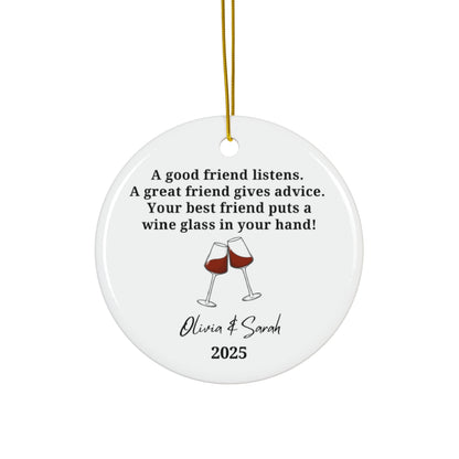 Personalized Best Friend Wine Ornament