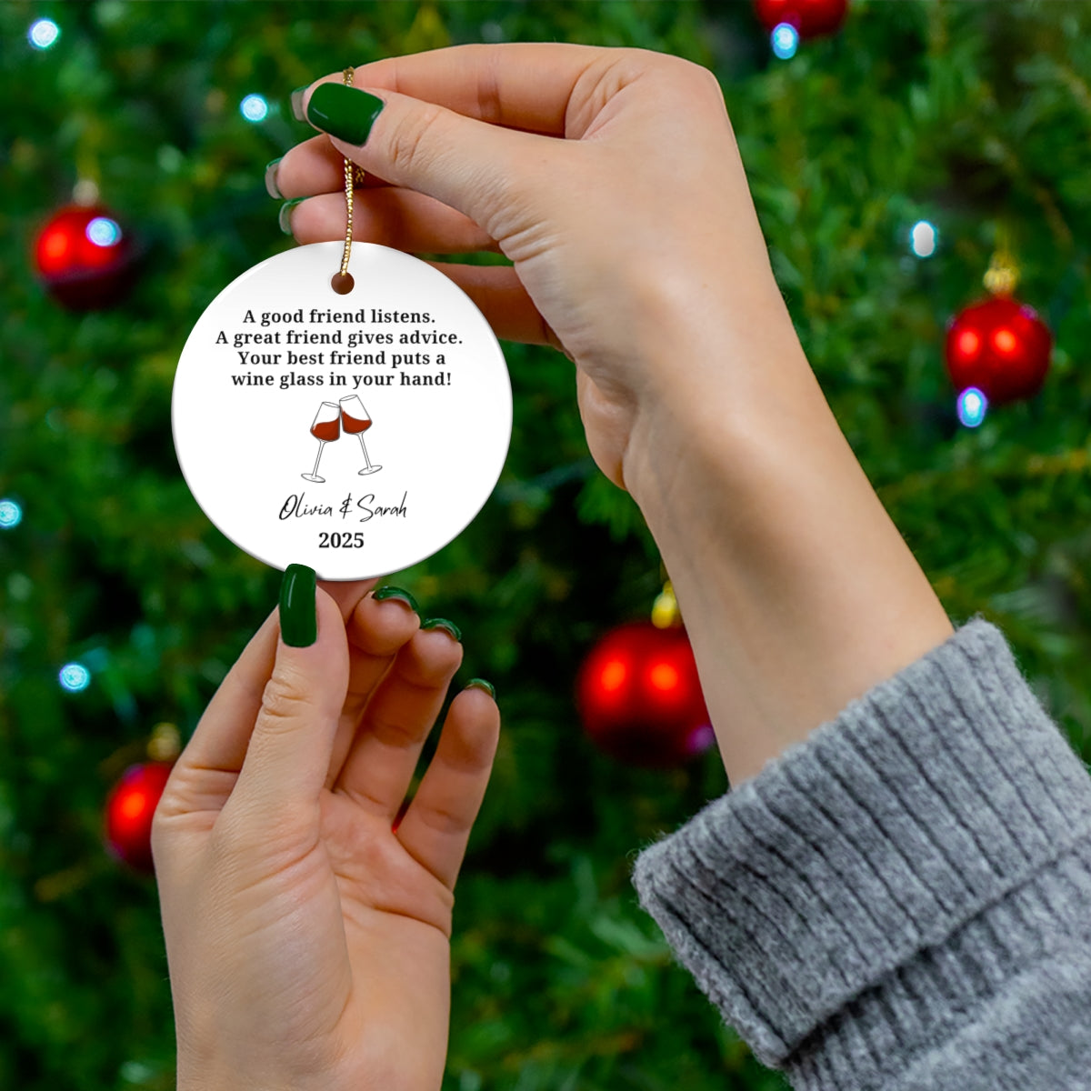 Personalized Best Friend Wine Ornament