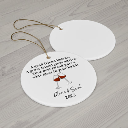 Personalized Best Friend Wine Ornament
