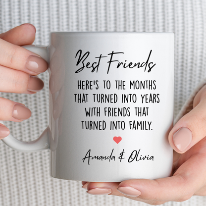 Friends That Turn Into Family Personalized Mug