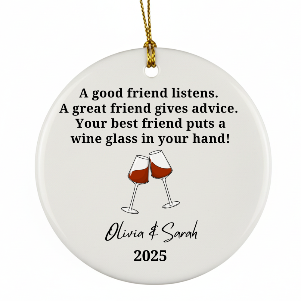 Personalized Best Friend Wine Ornament