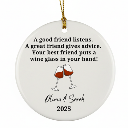 Personalized Best Friend Wine Ornament
