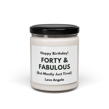 Personalized Forty and Fabulous Scented Candle