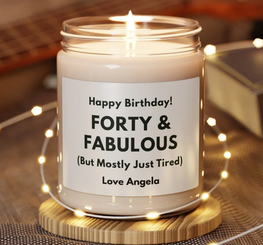Personalized Forty and Fabulous Scented Candle