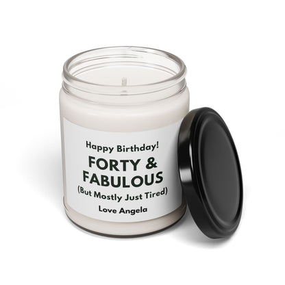 Personalized Forty and Fabulous Scented Candle